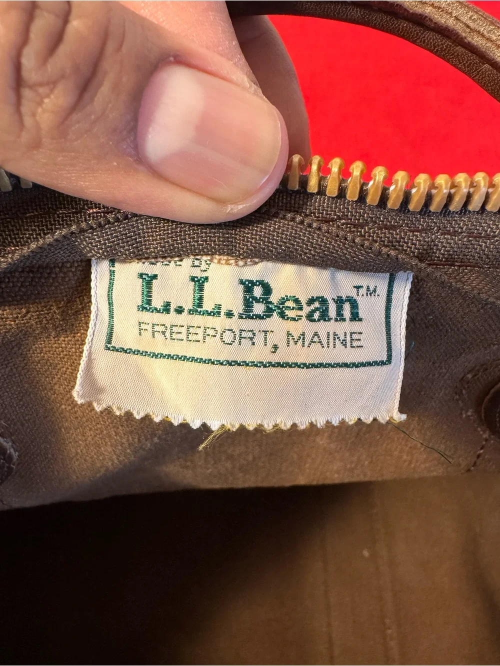 Large Vintage 80s LL Bean Duffle Bag Canvas Leather Trim Sawtooth Made in USA